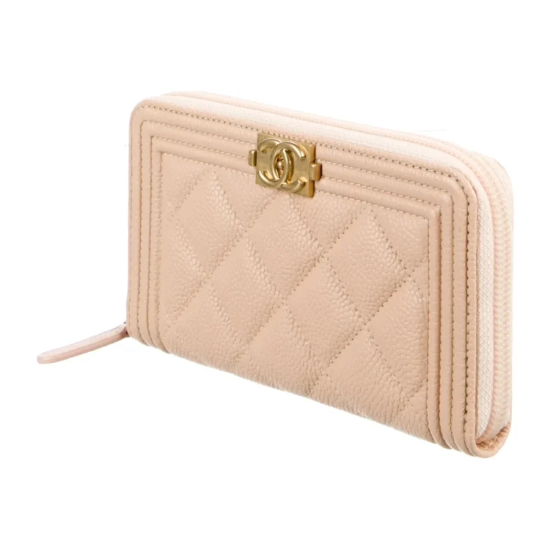CHANEL MEDIUM BOY CONTINENTAL WALLET NEUTRALS QUILTED LEATHER GOLD HARDWARE - Image 3