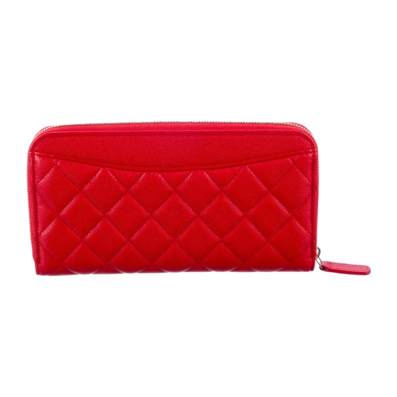 CHANEL LARGE INTERLOCKING CC LOGO CONTINENTAL WALLET RED CAVIAR LEATHER SILVER HARDWARE - Image 2