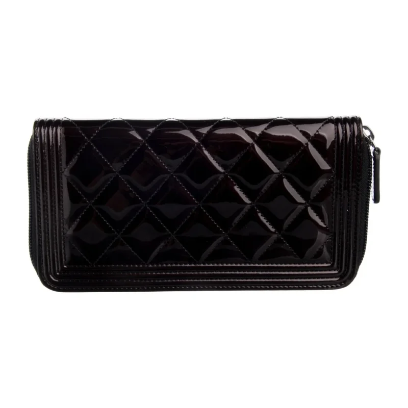 CHANEL LARGE INTERLOCKING CC LOGO WALLET BLACK PATENT LEATHER - Image 2