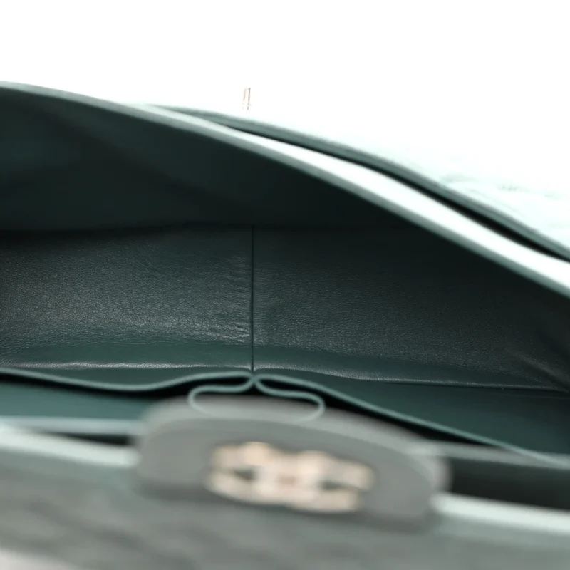 CHANEL DOUBLE FLAP JUMBO IN GREEN CAVIAR LEATHER - Image 7