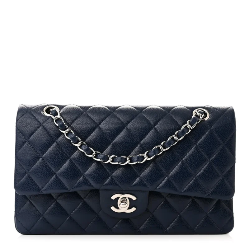 DESIGNER HANDBAGS | BLUE QUILTED CAVIAR LEATHER