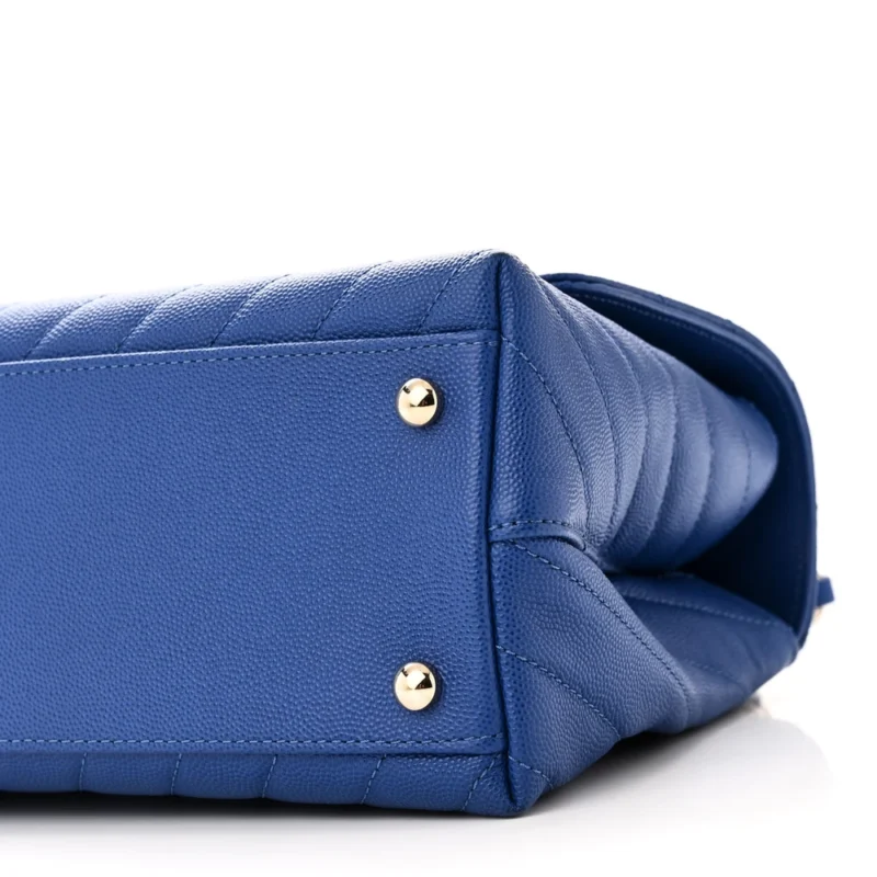 DESIGNER COCO HANDLE HANDBAG ?C SMALL BLUE CHEVRON - Image 5