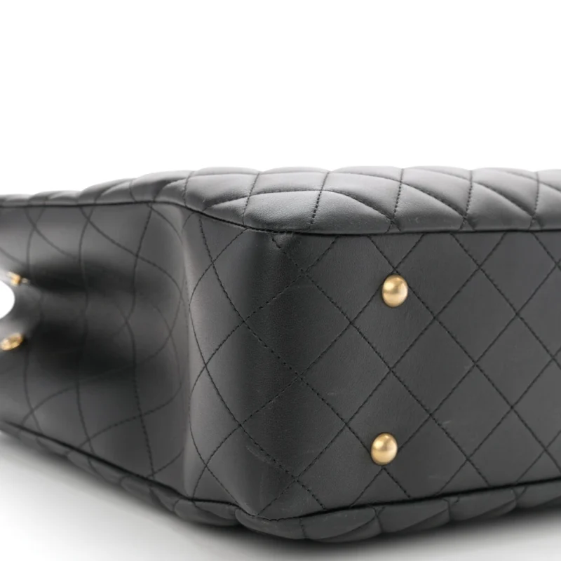 CHANEL CLASSIC SHOPPING TOTE LARGE BLACK QUILTED CALFSKIN LEATHER GOLD HARDWARE - Image 4