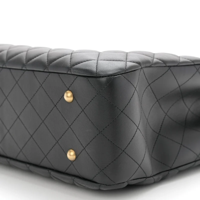 CHANEL CLASSIC SHOPPING TOTE LARGE BLACK QUILTED CALFSKIN LEATHER GOLD HARDWARE - Image 5