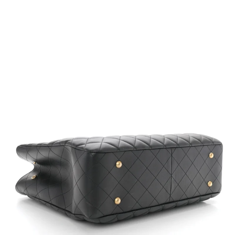 CHANEL CLASSIC SHOPPING TOTE LARGE BLACK QUILTED CALFSKIN LEATHER GOLD HARDWARE - Image 6
