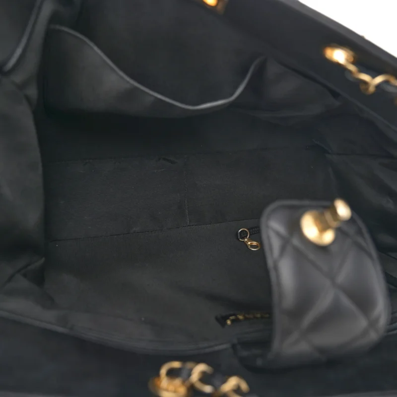 CHANEL CLASSIC SHOPPING TOTE LARGE BLACK QUILTED CALFSKIN LEATHER GOLD HARDWARE - Image 7