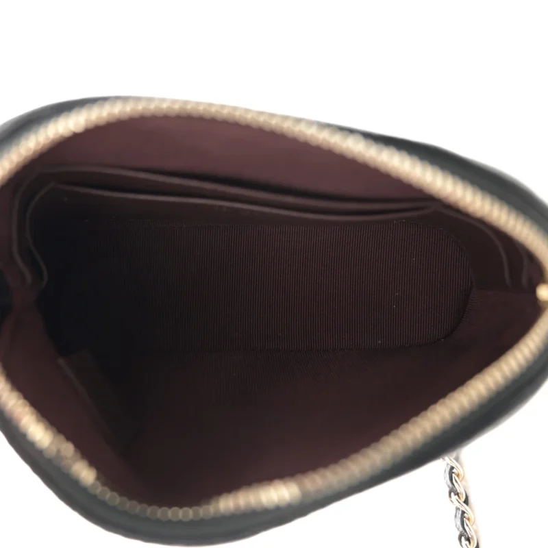 CHANEL CLASSIC CLUTCH WITH CHAIN SMALL BLACK QUILTED CAVIAR LEATHER LIGHT GOLD HARDWARE - Image 7