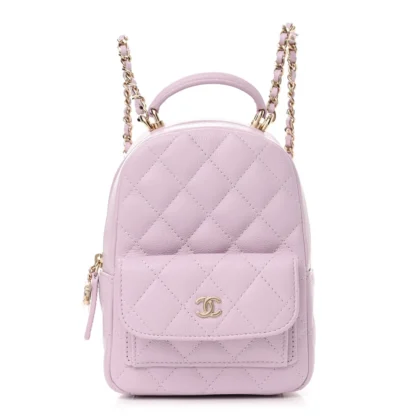 CHANEL CLASSIC BACKPACK MINI LIGHT PURPLE QUILTED CAVIAR LEATHER GOLD HARDWARE
