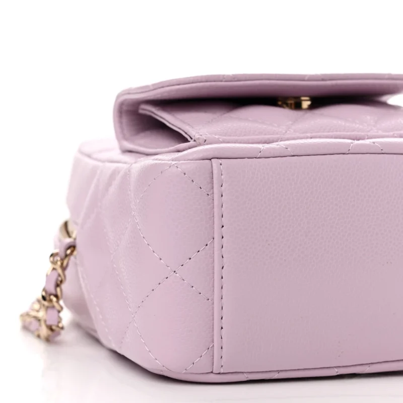 CHANEL CLASSIC BACKPACK MINI LIGHT PURPLE QUILTED CAVIAR LEATHER GOLD HARDWARE - Image 4