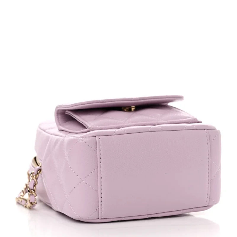 CHANEL CLASSIC BACKPACK MINI LIGHT PURPLE QUILTED CAVIAR LEATHER GOLD HARDWARE - Image 6