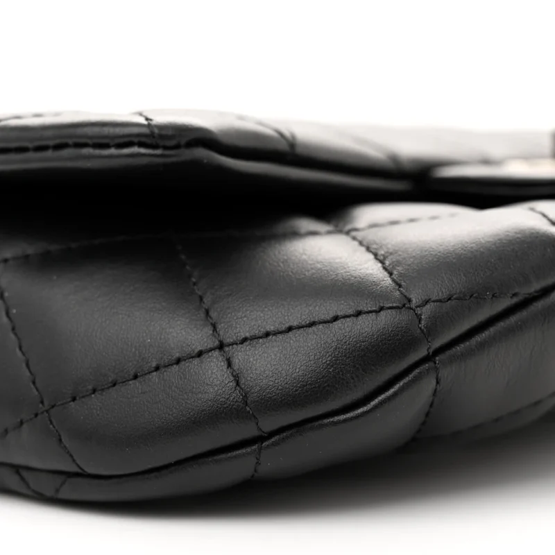 CHANEL CC UNIFORM FLAP BELT BAG SMALL BLACK QUILTED CALFSKIN LEATHER SILVER HARDWARE - Image 4