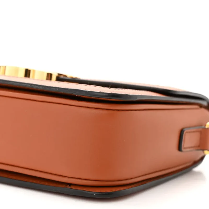 CELINE SMALL TEEN TRIOMPHE BAG WHITE/TAN TEXTILE & NATURAL CALFSKIN LEATHER GOLD HARDWARE - Image 5