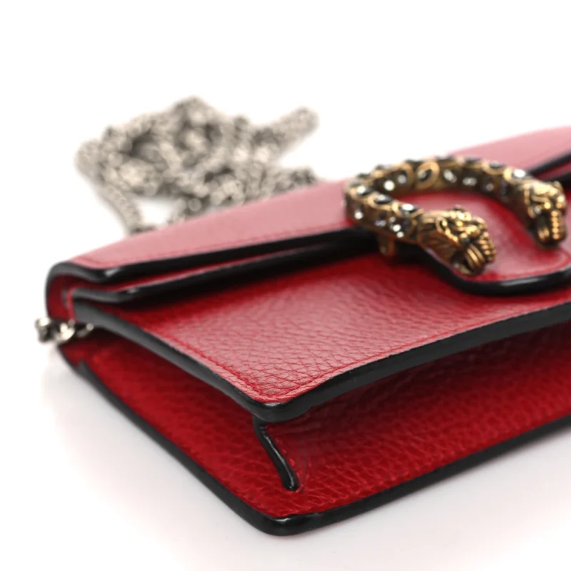 GUCCI MINI SUPER DIONYSUS SHOULDER BAG HIBISCUS RED CALFSKIN LEATHER AGED SILVER HARDWARE - Image 5