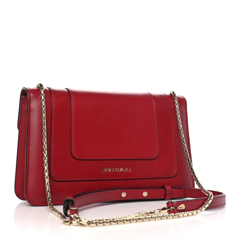 BVLGARI MINI SERPENTI FOREVER CROSSBODY BAG RUBY RED CALFSKIN LEATHER GOLD HARDWARE - Image 3