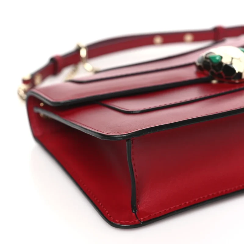 BVLGARI MINI SERPENTI FOREVER CROSSBODY BAG RUBY RED CALFSKIN LEATHER GOLD HARDWARE - Image 4