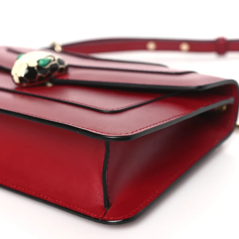 BVLGARI MINI SERPENTI FOREVER CROSSBODY BAG RUBY RED CALFSKIN LEATHER GOLD HARDWARE - Image 5