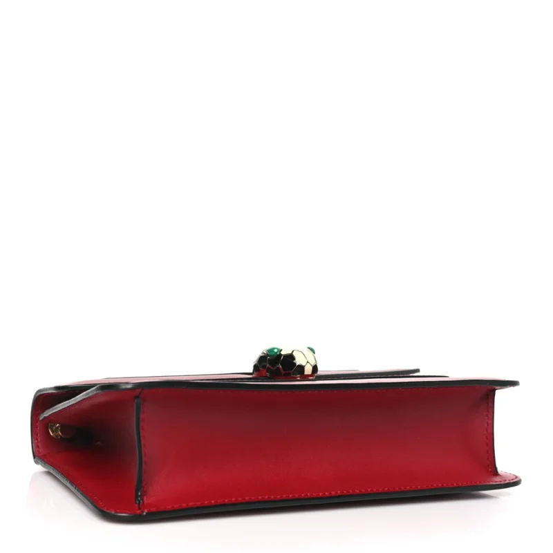 BVLGARI MINI SERPENTI FOREVER CROSSBODY BAG RUBY RED CALFSKIN LEATHER GOLD HARDWARE - Image 6