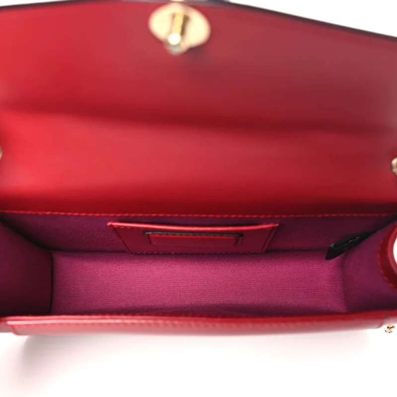 BVLGARI MINI SERPENTI FOREVER CROSSBODY BAG RUBY RED CALFSKIN LEATHER GOLD HARDWARE - Image 7