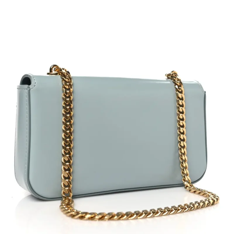 CELINE SMALL CUIR TRIOMPHE CHAIN SHOULDER BAG ICE BLUE SHINY CALFSKIN LEATHE - Image 3