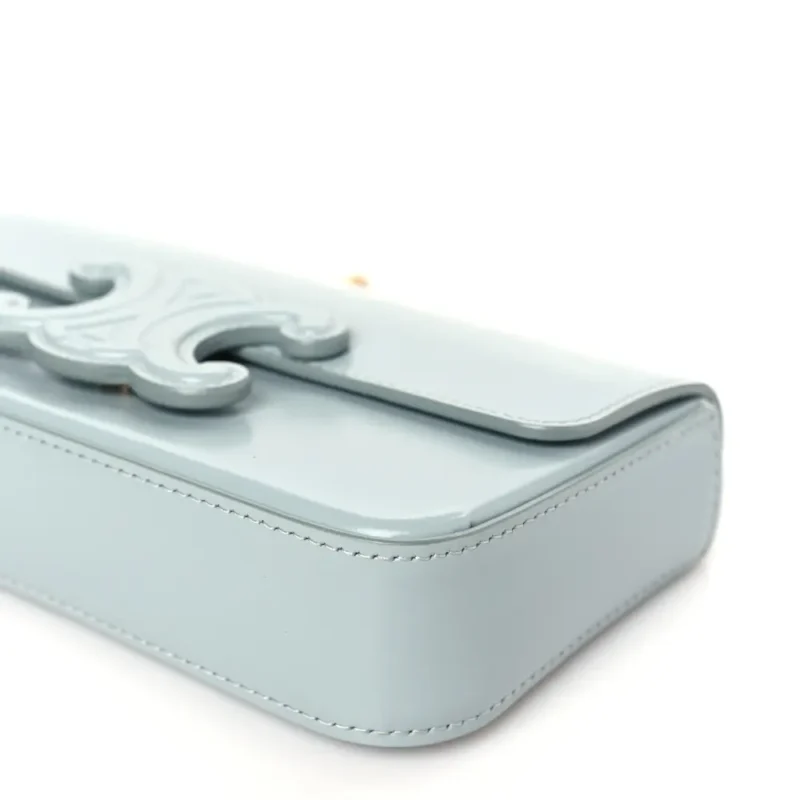 CELINE SMALL CUIR TRIOMPHE CHAIN SHOULDER BAG ICE BLUE SHINY CALFSKIN LEATHE - Image 5