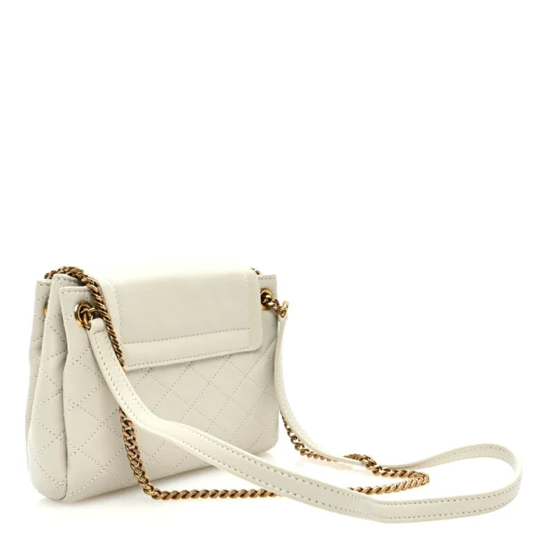 SAINT LAURENT MINI NOLITA BLANC VINTAGE QUILTED MONOGRAM LAMBSKIN LEATHER AGED GOLD HARDWARE - Image 3