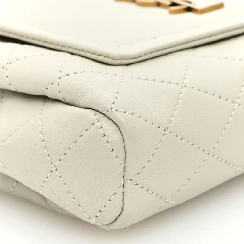 SAINT LAURENT MINI NOLITA BLANC VINTAGE QUILTED MONOGRAM LAMBSKIN LEATHER AGED GOLD HARDWARE - Image 4