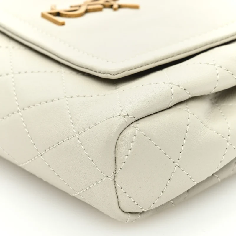 SAINT LAURENT MINI NOLITA BLANC VINTAGE QUILTED MONOGRAM LAMBSKIN LEATHER AGED GOLD HARDWARE - Image 5