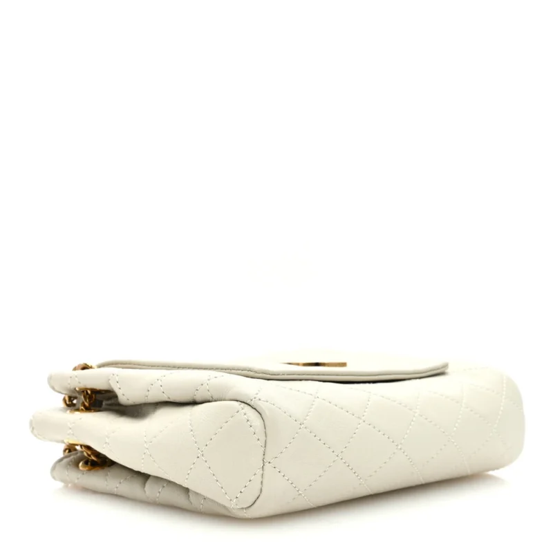 SAINT LAURENT MINI NOLITA BLANC VINTAGE QUILTED MONOGRAM LAMBSKIN LEATHER AGED GOLD HARDWARE - Image 6