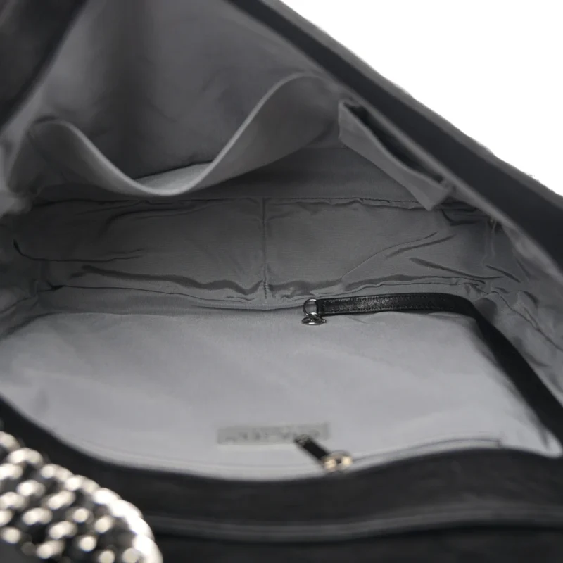 CHANEL CHAIN AROUND FLAP MAXI BLACK QUILTED WASHED LAMBSKIN LEATHER SILVER HARDWARE - Image 7