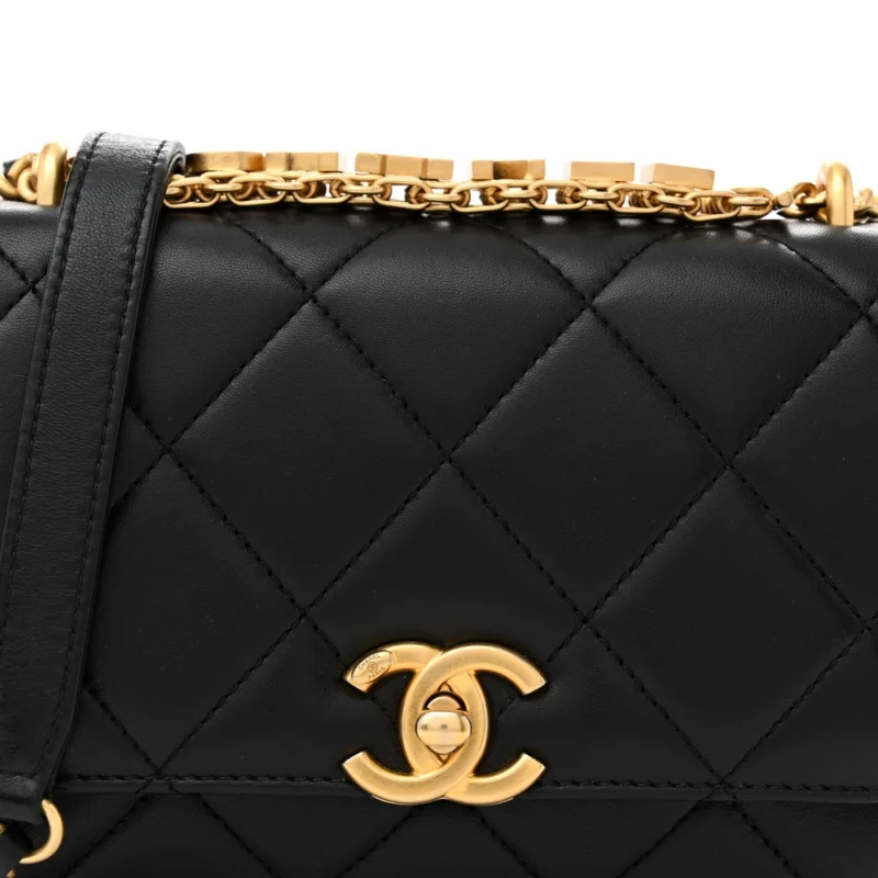 MINI FLAP BAG | QUALITY HANDBAGS QUILTED LAMBSKIN LEATHER SHOULDER BAGS - Image 8