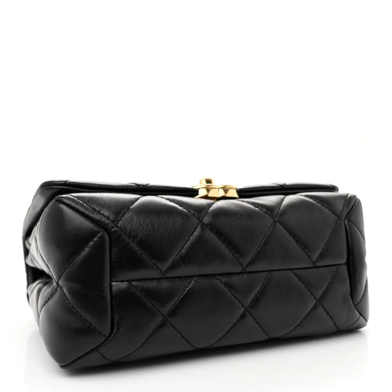 CHANEL COLOR MATCH FLAP SMALL BLACK QUILTED LAMBSKIN LEATHER GOLD HARDWARE - Image 6