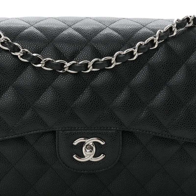 BLACK QUILTED CAVIAR DESIGNER HANDBAGS - Image 8