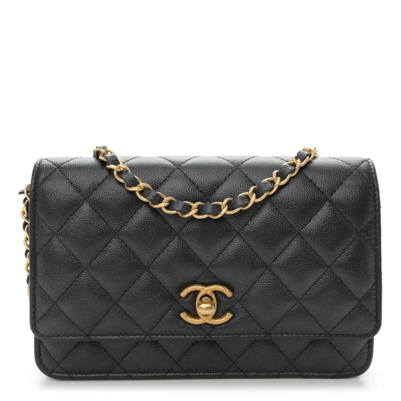 CHANEL QUILTED WALLET ON CHAIN | PEARLY CAVIAR GOLD