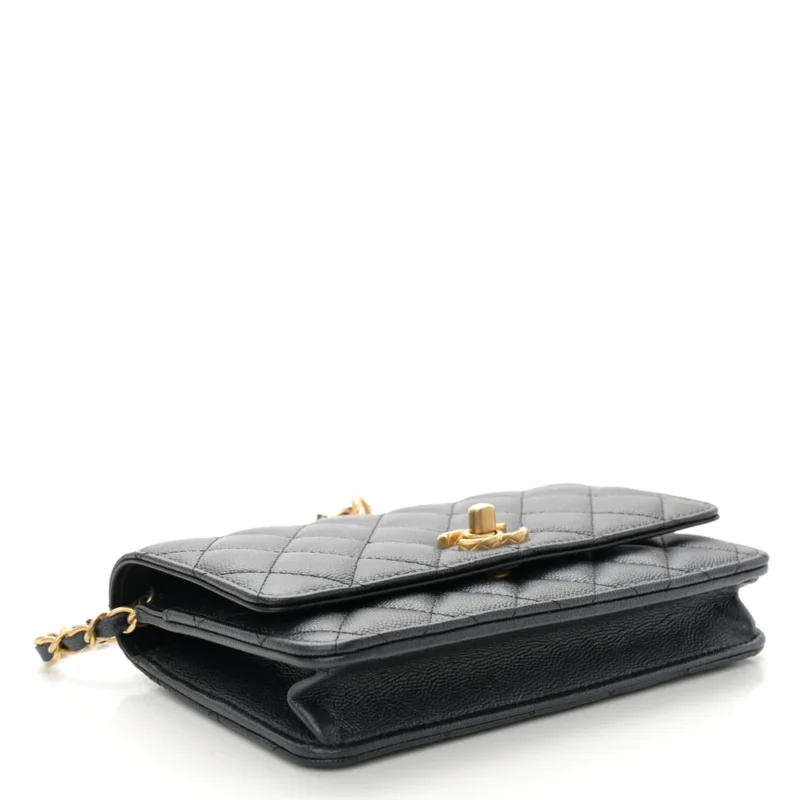 CHANEL QUILTED WALLET ON CHAIN | PEARLY CAVIAR GOLD - Image 6