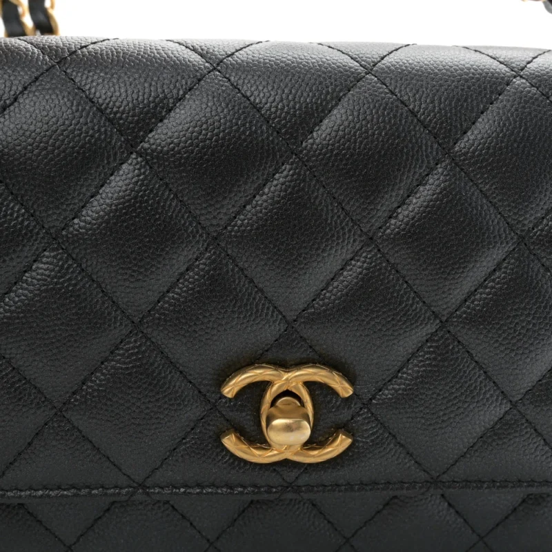 CHANEL QUILTED WALLET ON CHAIN | PEARLY CAVIAR GOLD - Image 8