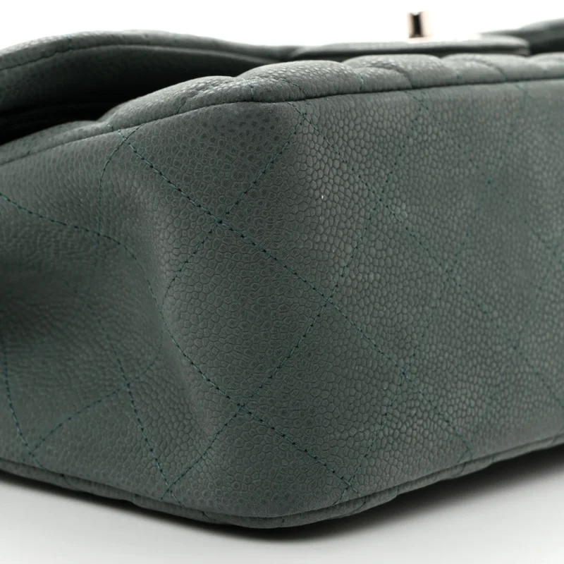 CHANEL DOUBLE FLAP JUMBO IN GREEN CAVIAR LEATHER - Image 4