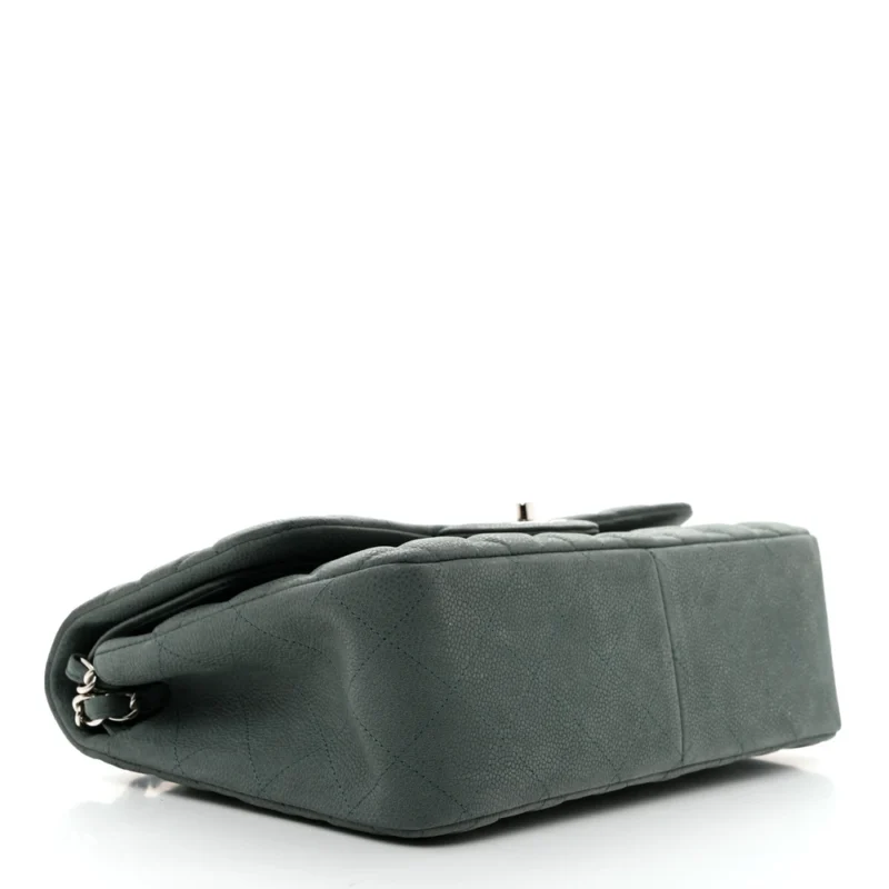 CHANEL DOUBLE FLAP JUMBO IN GREEN CAVIAR LEATHER - Image 6