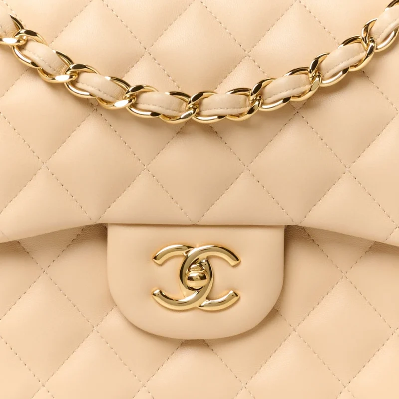 GRADE CHANEL DOUBLE FLAP JUMBO BEIGE BAG - Image 9