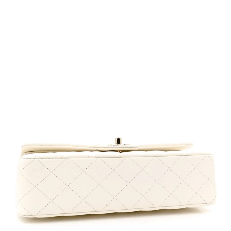 CHANEL DOUBLE FLAP MEDIUM WHITE QUILTED CAVIAR LEATHER - Image 6