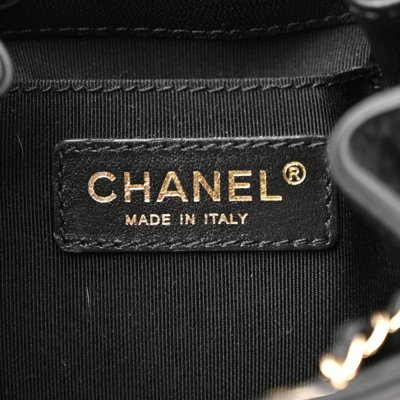 CHANEL CC DWELLER DRAWSTRING BUCKET SMALL BLACK QUILTED LAMBSKIN LEATHER LIGHT GOLD HARDWARE - Image 2