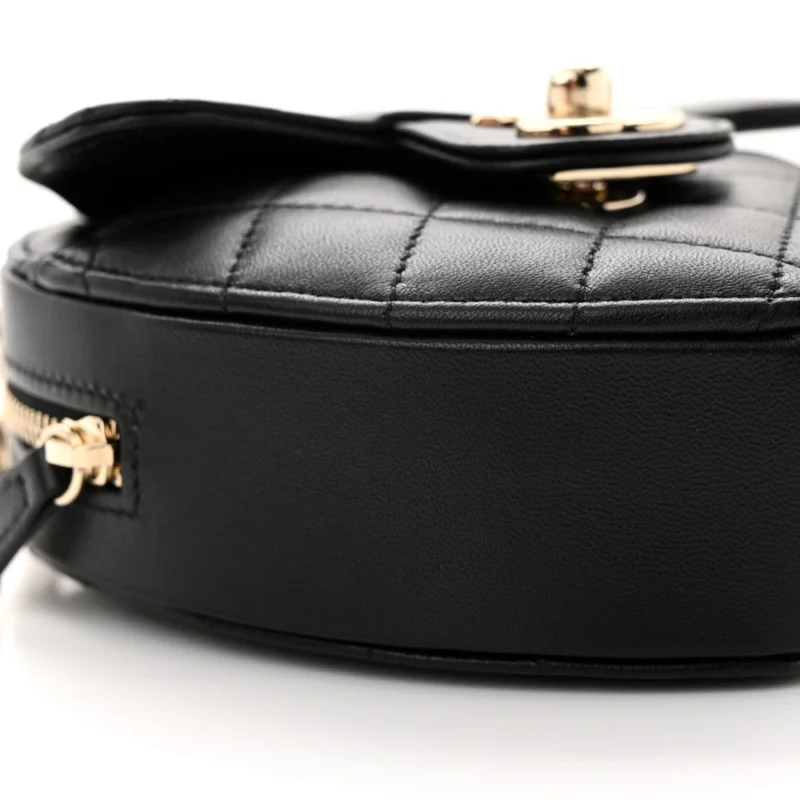 CHANEL CC IN LOVE HEART CLUTCH WITH CHAIN SMALL BLACK QUILTED LAMBSKIN LEATHER LIGHT GOLD HARDWARE - Image 4
