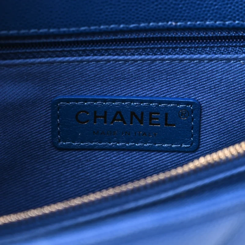 DESIGNER COCO HANDLE HANDBAG ?C SMALL BLUE CHEVRON - Image 2