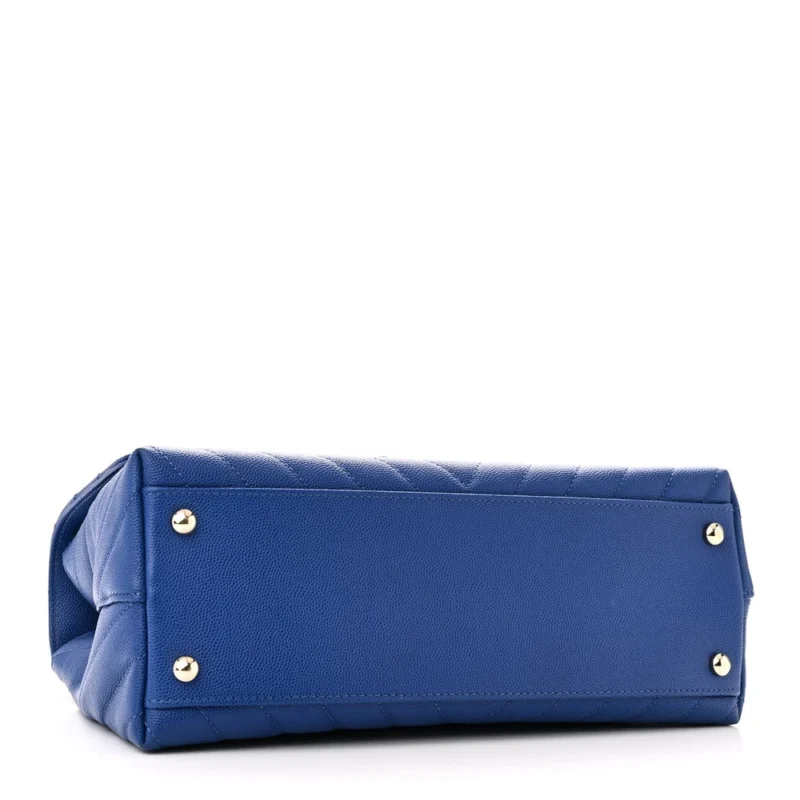 DESIGNER COCO HANDLE HANDBAG ?C SMALL BLUE CHEVRON - Image 6