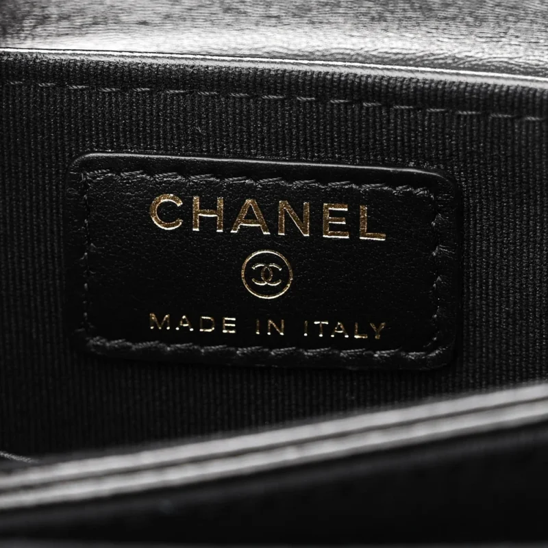 CHANEL FLAP PHONE HOLDER - SMALL BLACK QUILTED LAMBSKIN - Image 2