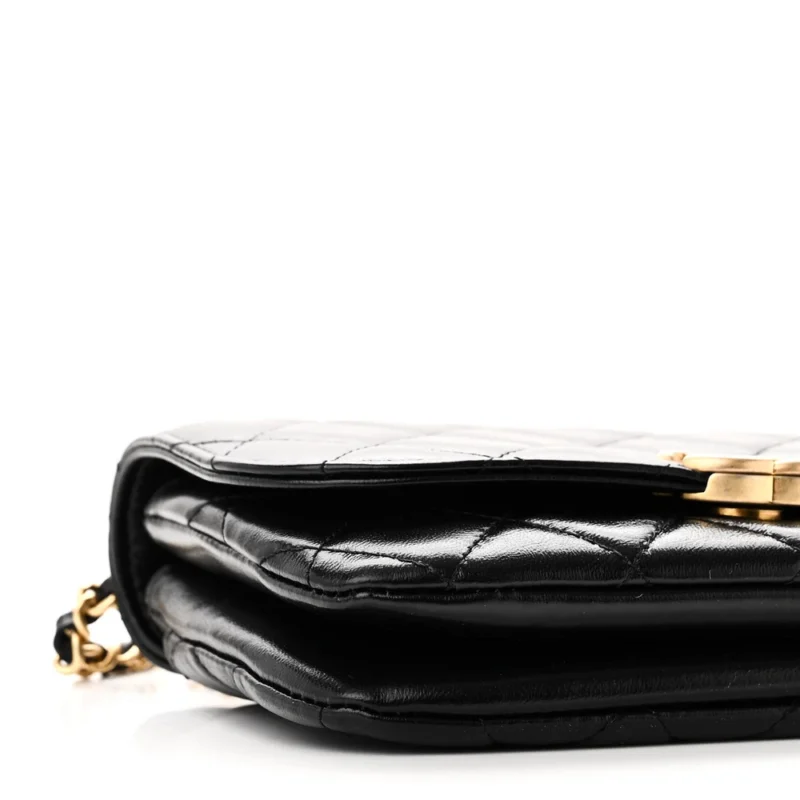 CHANEL FLAP PHONE HOLDER - SMALL BLACK QUILTED LAMBSKIN - Image 4