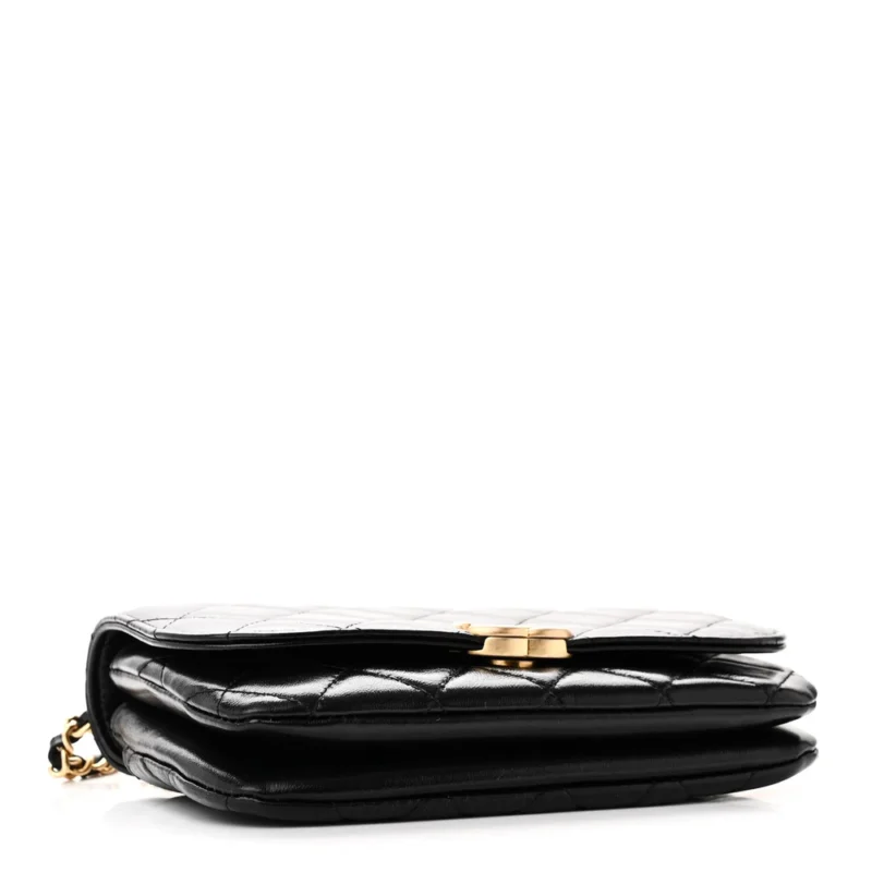 CHANEL FLAP PHONE HOLDER - SMALL BLACK QUILTED LAMBSKIN - Image 6