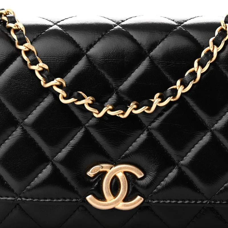 CHANEL FLAP PHONE HOLDER - SMALL BLACK QUILTED LAMBSKIN - Image 8