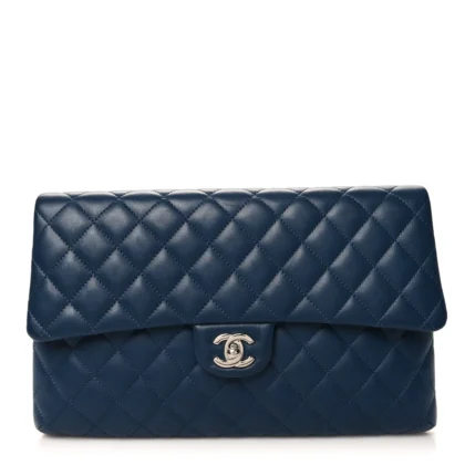 EXPLORE MEDIUM NAVY QUILTED DESIGNER CLUTCH
