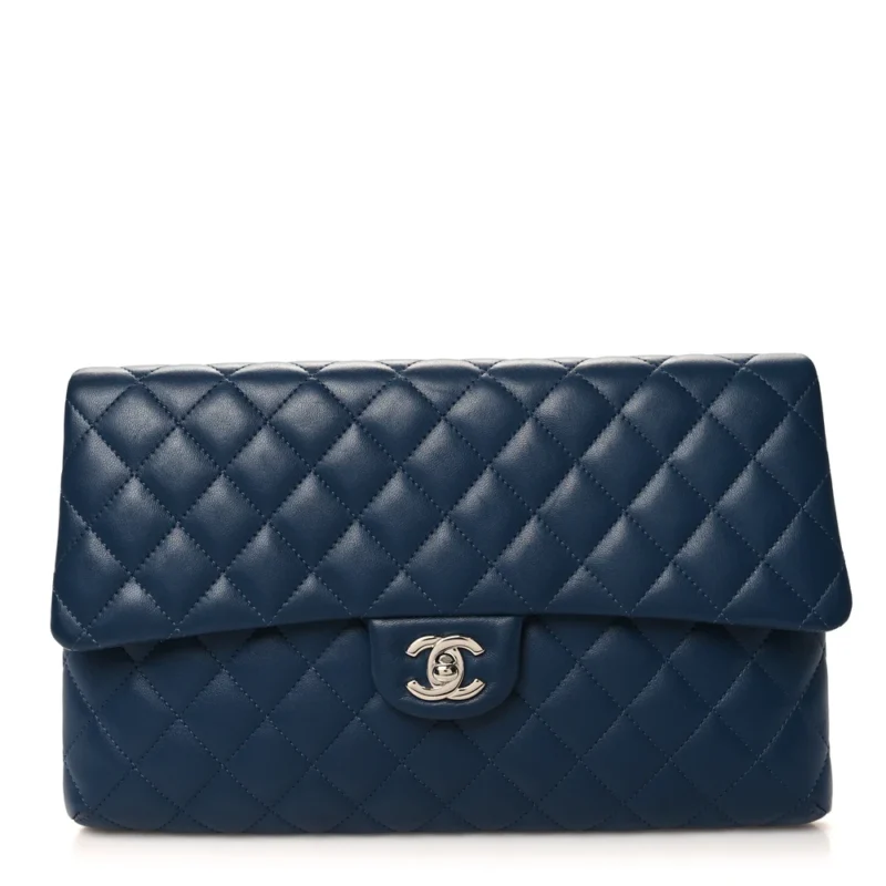 EXPLORE MEDIUM NAVY QUILTED DESIGNER CLUTCH