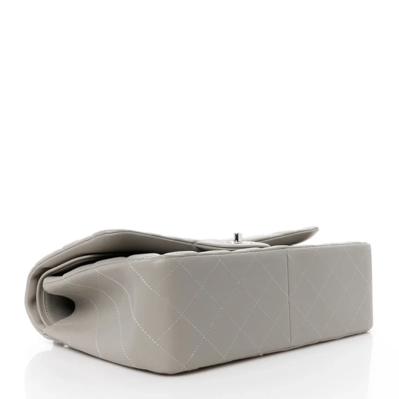 CHANEL DOUBLE FLAP JUMBO GREY LAMBSKIN BAG - Image 3